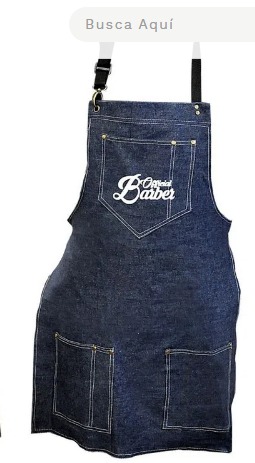 Delantal Barbero Jean con bolsillos y tiras Lyn